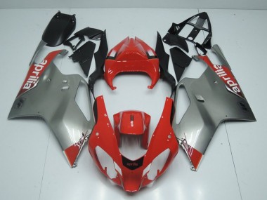 Discount 2003-2006 Silver and Red Aprilia RSV1000 Motorbike Fairing Kits UK