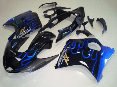 Discount 1996-2007 Black Blue Flame Honda CBR1100XX Blackbird Bike Fairing UK