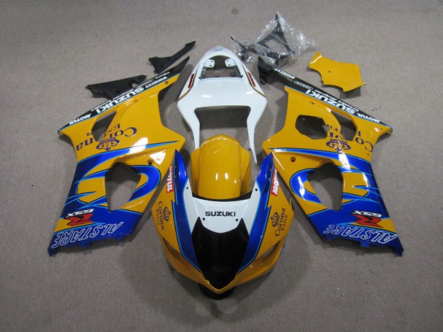 Discount 2003-2004 Yellow Blue Corona Extra Suzuki GSXR1000 Motorcycle Fairing Kit UK