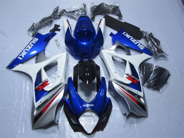 Discount 2007-2008 Blue White Suzuki GSXR1000 Bike Fairings UK