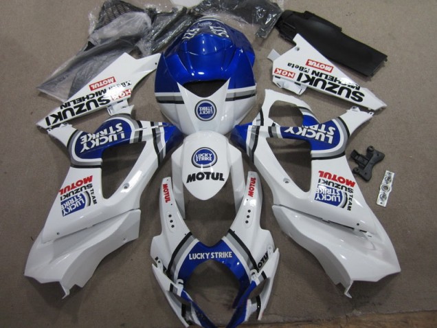 Discount 2007-2008 White Blue Lucky Strike Red Motul Suzuki GSXR1000 Moto Fairings UK