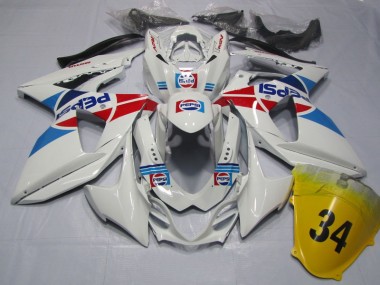 Discount 2009-2016 White Pepsi 34 Suzuki GSXR1000 Motorcycle Fairings Kit UK