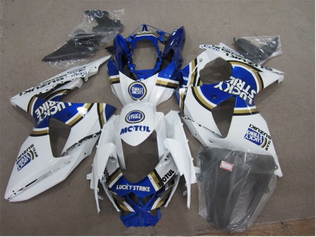 Discount 2009-2016 White Lucky Strike Blue Motul Suzuki GSXR1000 Motorcylce Fairings UK